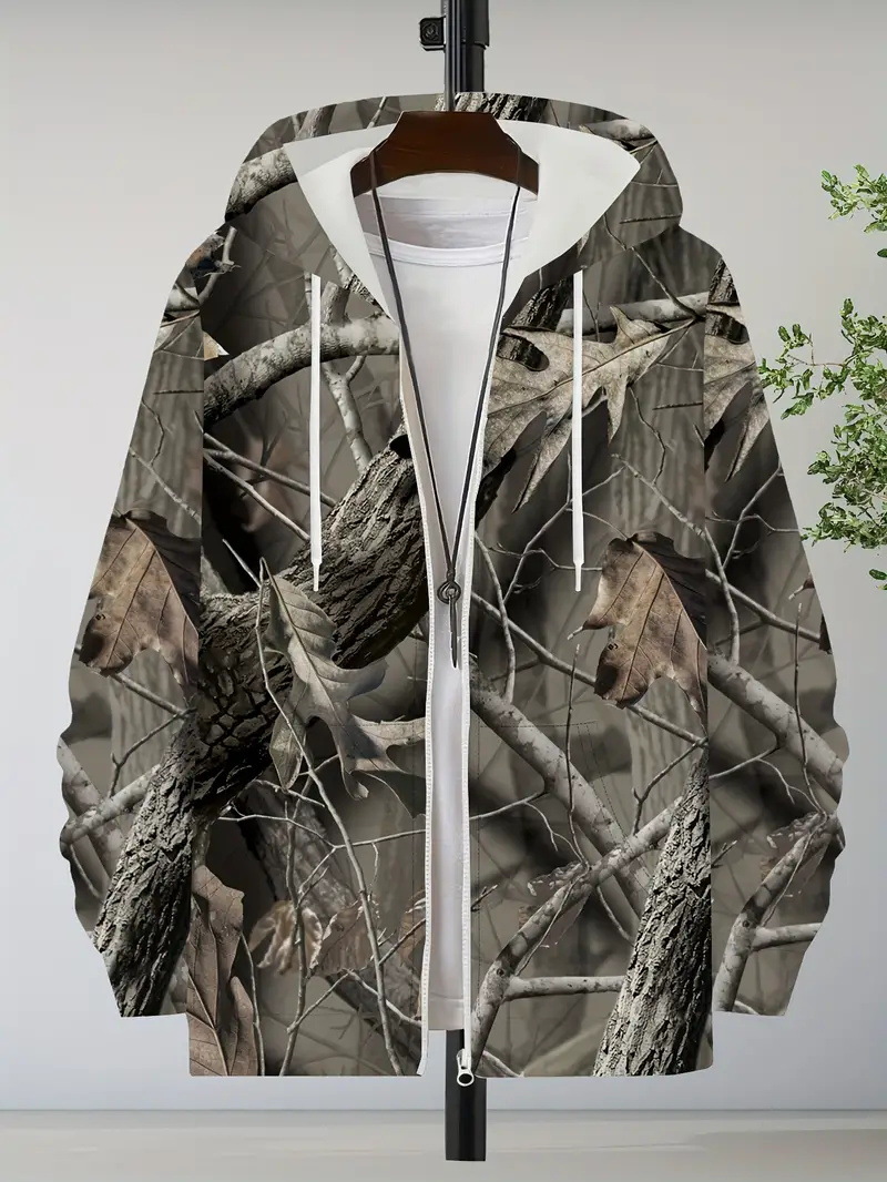 Abrigo de otoño para hombre camuflaje estampado 3D cardigan con cremallera suéter con capucha fábrica al por mayor MF08