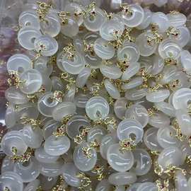 天然白冰玛瑙白玉髓瑙精美公主扣  偏心扣DIY配饰配件 滴溜公主扣