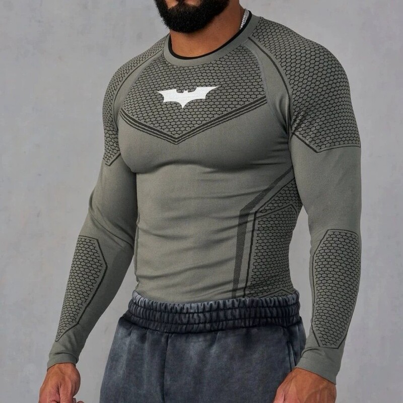 Youngla Batman Collaboration Quick-Dry T-Shirt Tight-Fitting Cycling Top Training Sports Outdoor Men's Fitness Long-Sleeve Youngla Batman Collaboration Quick-Dry T-Shirt Tight-Fitting Cycling Top Training Sports Outdoor Men's Fitness Long-Sleeve