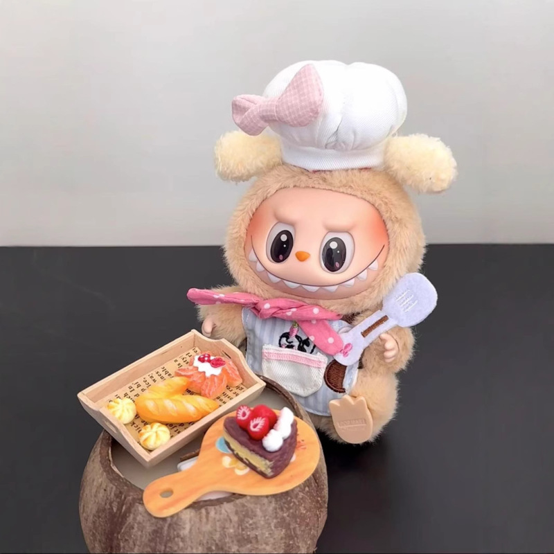 10 センチメートルベビー服かわいいクリエイティブ綿人形ドレスアップアクセサリーミニ帽子シェフ帽子エプロンセット|undefined