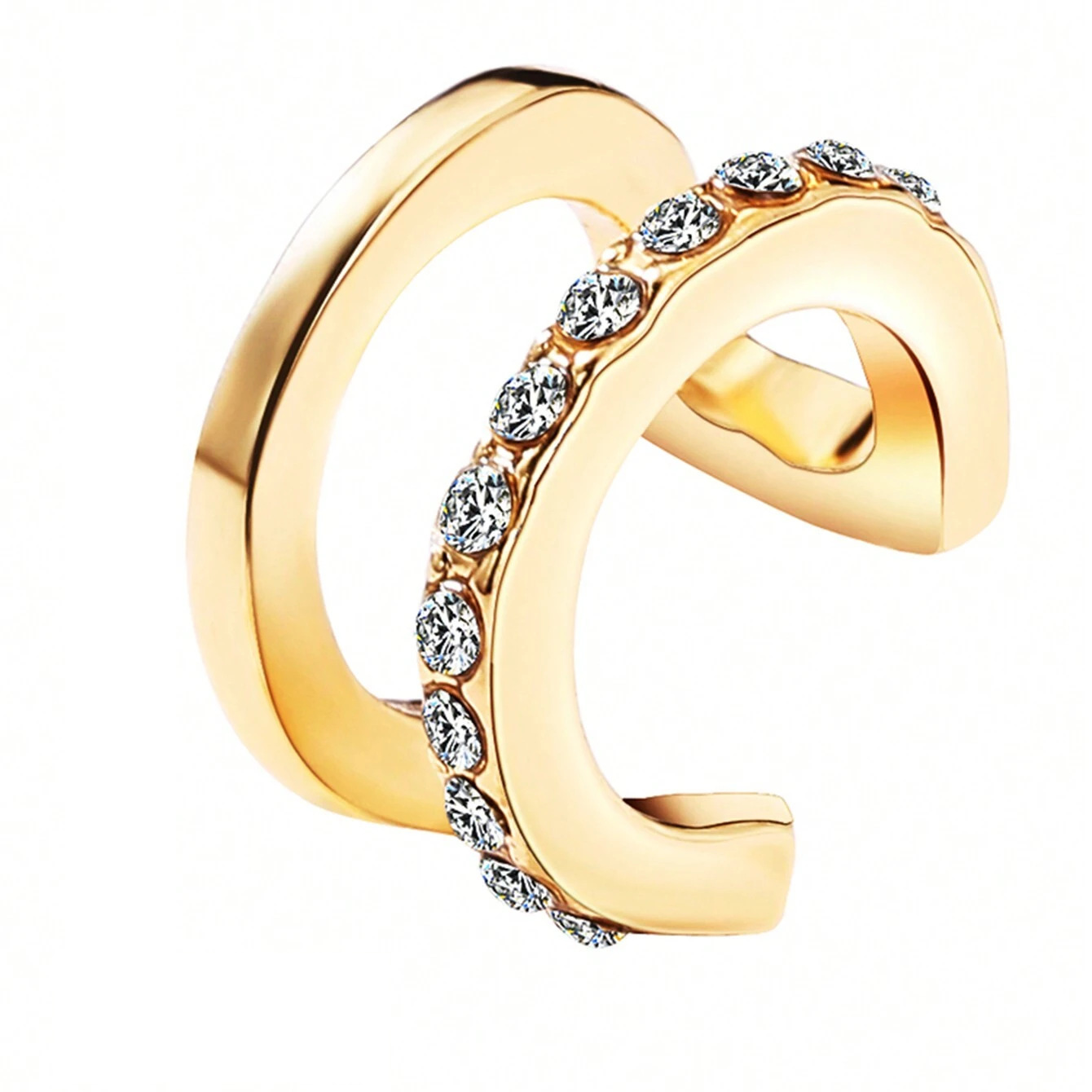 Europe and the United States hot fashion personality C diamond earrings ins style simple temperament Joker design ear clip manufacturers wholesale