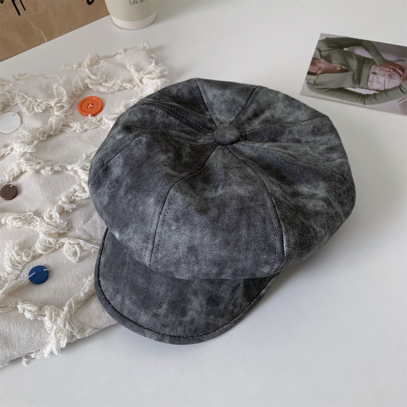 Británico estilo PU cuero boina de ocho ángulos mujer primavera y verano versátil cara pequeña sombrero pintor japonés del Renacimiento