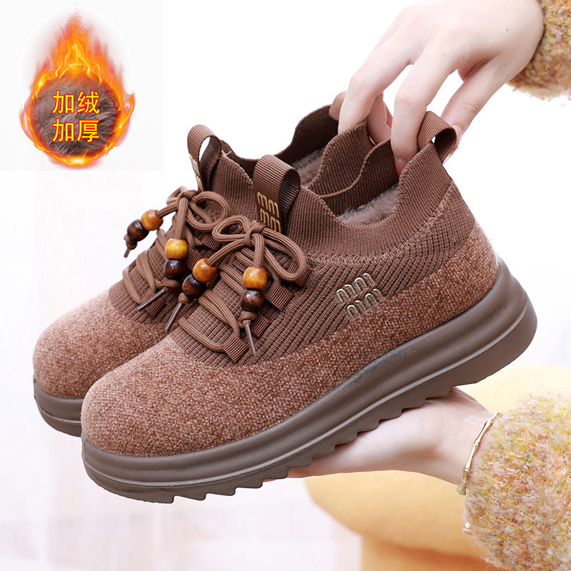 Women's Winter New Style Shoes with Added Fleece and Thickened Soles, Fashionable Versatile Loafers, Thick-Soled Warm Non-Slip Snow Boots