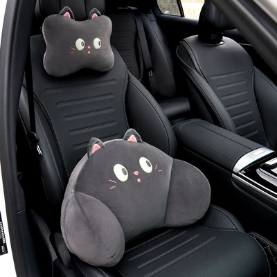pillow pillow cartoon cute car – Headrest - curious-meow-headrest-and-lumbar-support-1-set