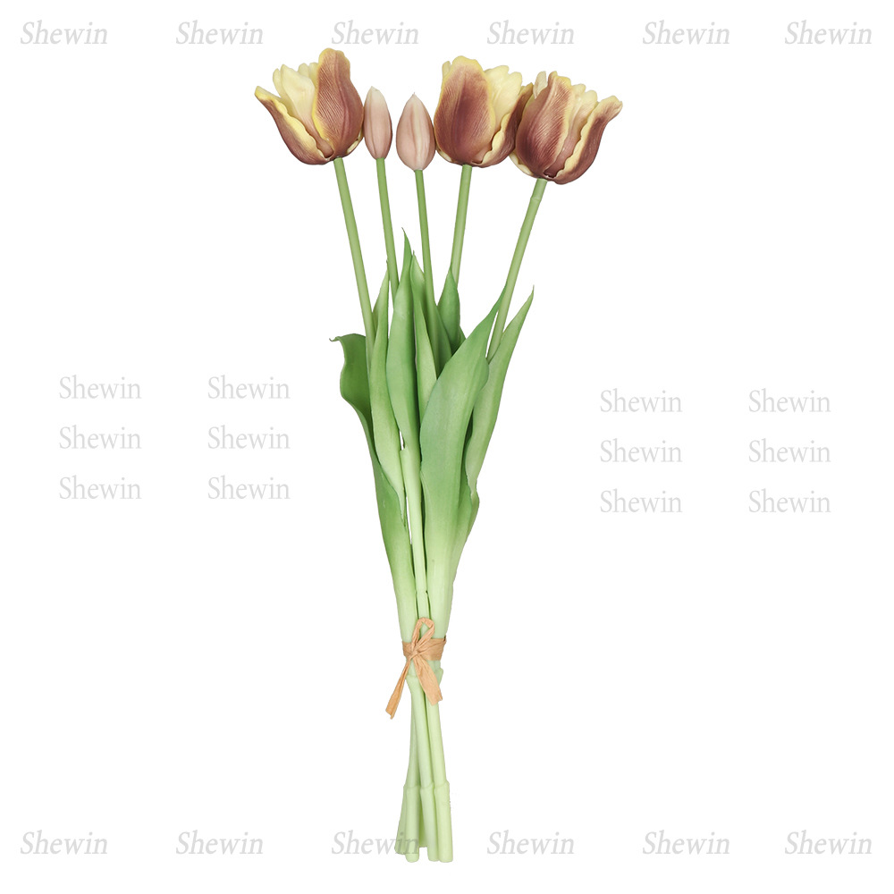 Flor de tulipanes Gloren suave PE silicona suave humectante sensación de 5 flores falsas de tulipanes de comercio exterior encontrar fábrica