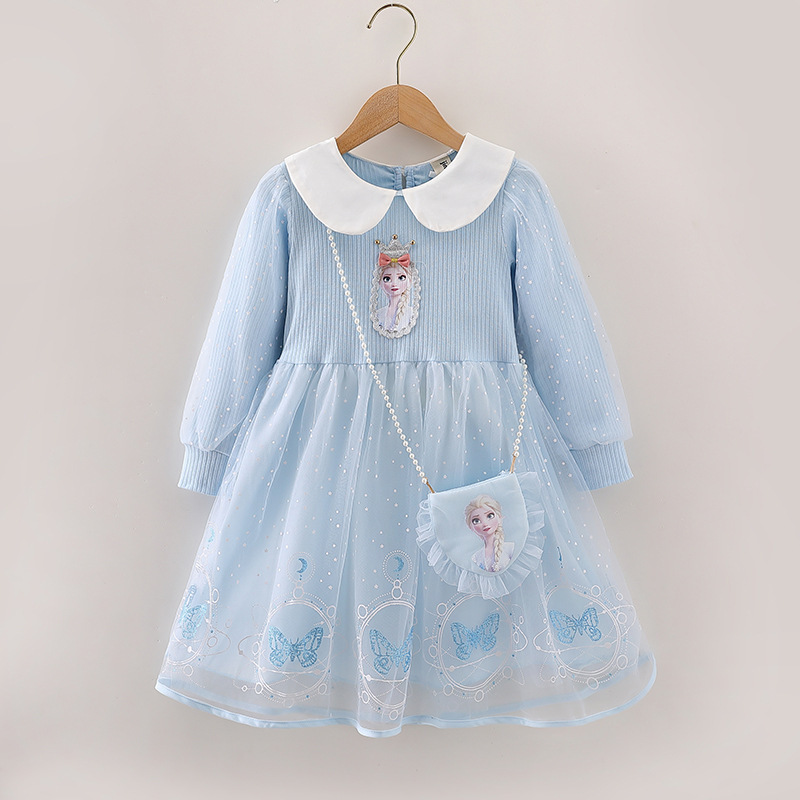 Elsa Princess Dress Girls' Dress 2026 New Long Sleeve Korean Style Dress Autumn Children's Birthday Dress Elsa Princess Dress Girls' Dress 2026 New Long Sleeve Korean Style Dress Autumn Children's Birthday Dress