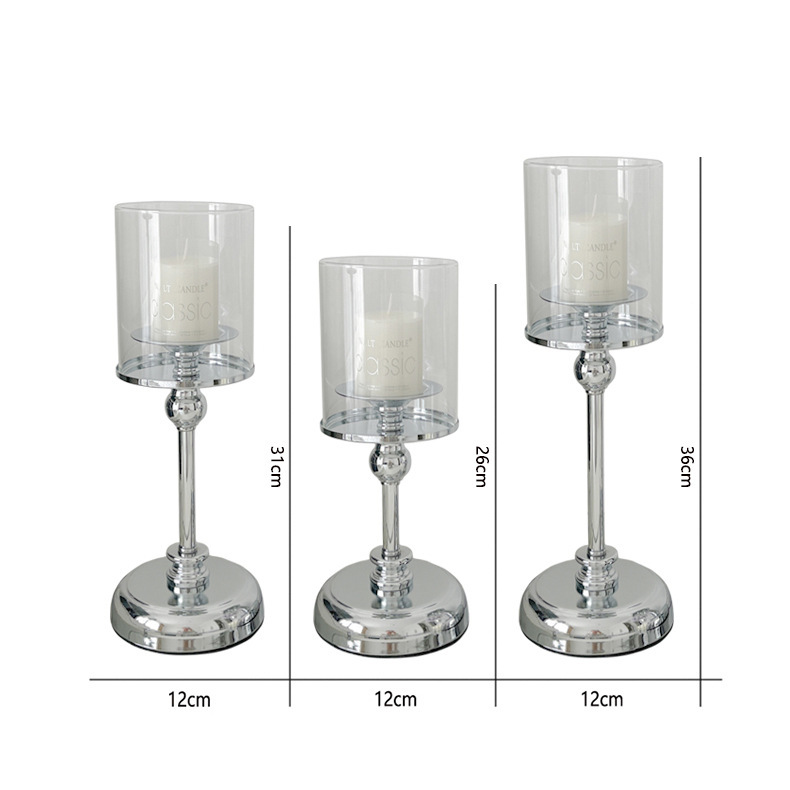 Lujo ligero europeo retro candelabro de vidrio de incienso decoración adornos de mesa de comedor a la luz de las velas accesorios románticos diseño de escena