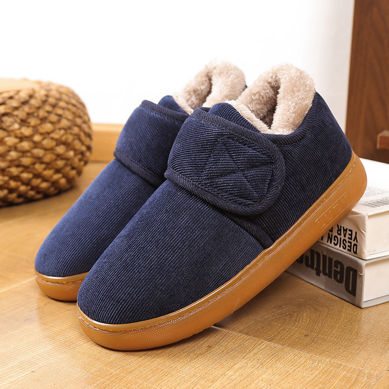 Autumn and Winter Middle-aged and Elderly Warm Cotton Slippers Men's and Women's Bag with fleece-lined Home Beef Tendon Thick Sole Non-slip Cotton Shoes for Couple Women