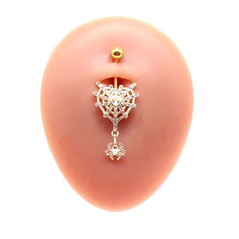 Belly Button Ring With Zircon Flower, Light Luxury Style_voghion.com