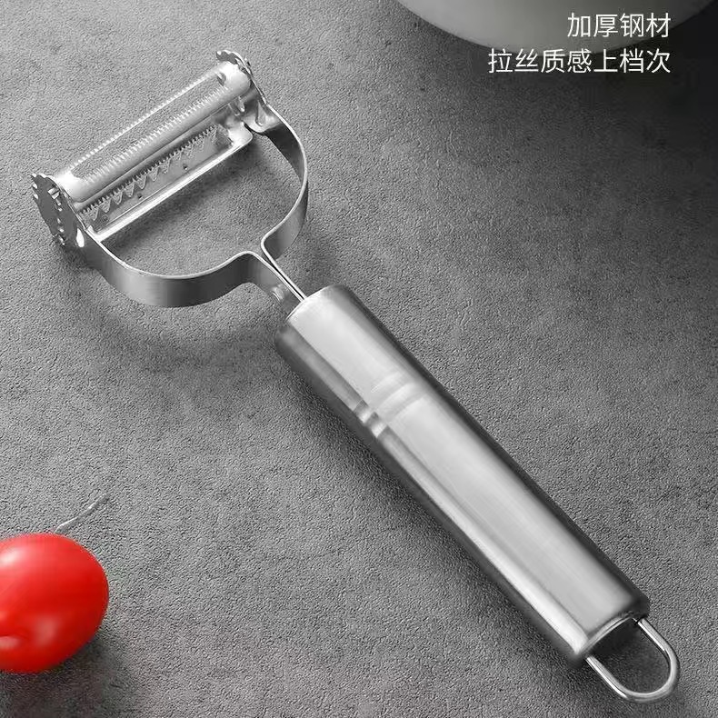 Cuchillo de acero inoxidable de tres piezas, aparatos de cocina multifuncional, raspador de alambre, fruta, melón, raspador de piel, artefacto mágico