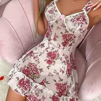 Милое сексуальное пижамное белье, нижнее белье, мини-юбка, утягивающий эффект, цветочный принт