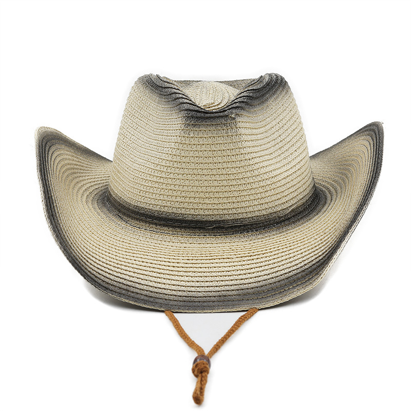 New Western Cowboy Straw Hat Outdoor Sports Mountaineering Top Hat Foldable Hat display picture 3