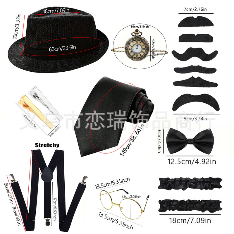 1920 Men's Tie Men's Suit Cross-Border Fashion Trend Prom Party Suit Tie Shoulder Strap Ready Stock Wholesale