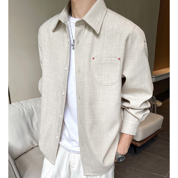 2026 Summer Thin Casual Long-Sleeve Shirt for Men, Hong Kong Style, Plus Size Long-Sleeve Shirt Jacket, Trendy Brand, New Model for Boys