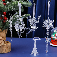 クリスマス装飾クリエイティブデザインクリスマスツリースノーフレーク鹿キーペンダントアクリルアイスストリップペンダント