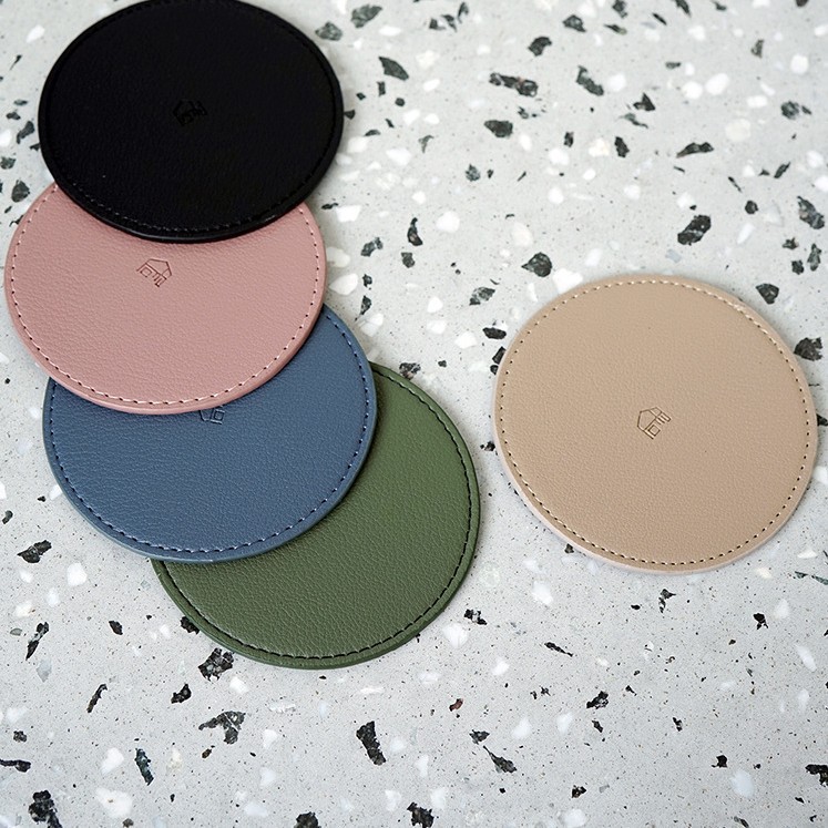 Leather Coaster Modern Style Nordic Style Thickened Leather Place Mat Heat Insulation Mat Vintage Tea Cup Mat Bowl Mat Thickened