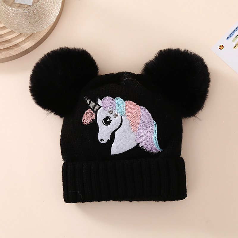 Embroidery, Unicorn Pattern Winter, Autumn&Winter Season Women's Girl'S Basic Embroidery Unicorn Embroidery Wool Cap