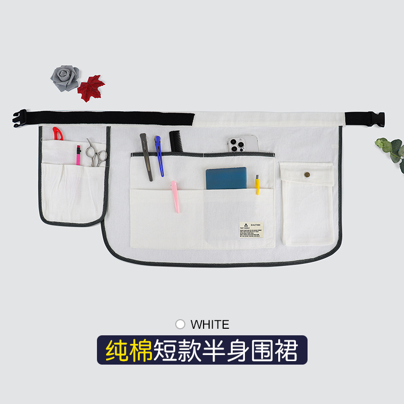 Transfronterizo Amazon lona delantal corto multibolsillo café ropa de trabajo jardinería delantal logo personalizado