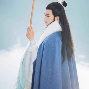 Original Hanfu Cloak for Men and Women Thickened fleece-lined Wool Cloak Winter All-match Coat Chinese Style Warm Cold-proof Solid Color