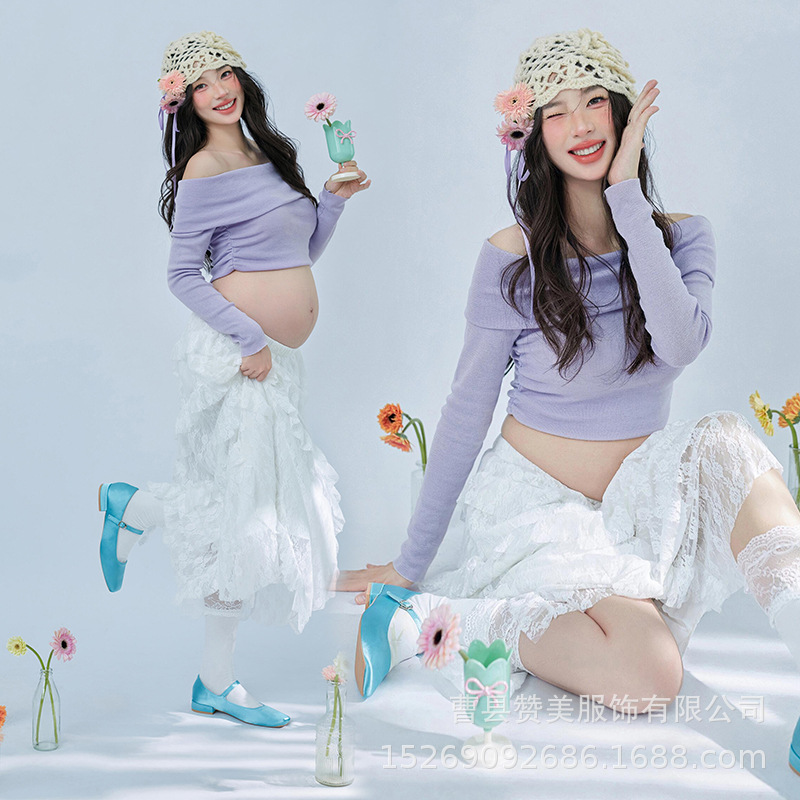 影楼の新型の早春の小清新な妊婦は服を撮影します。