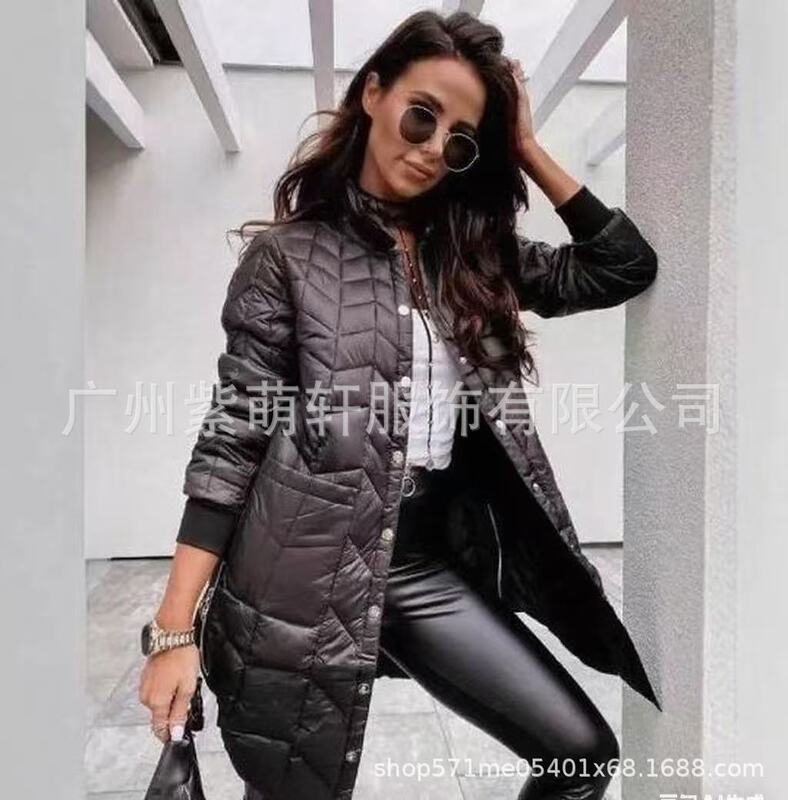 2025独立站秋冬新款时尚连帽宽松长袖纯色拉链棉质夹克外套女|undefined