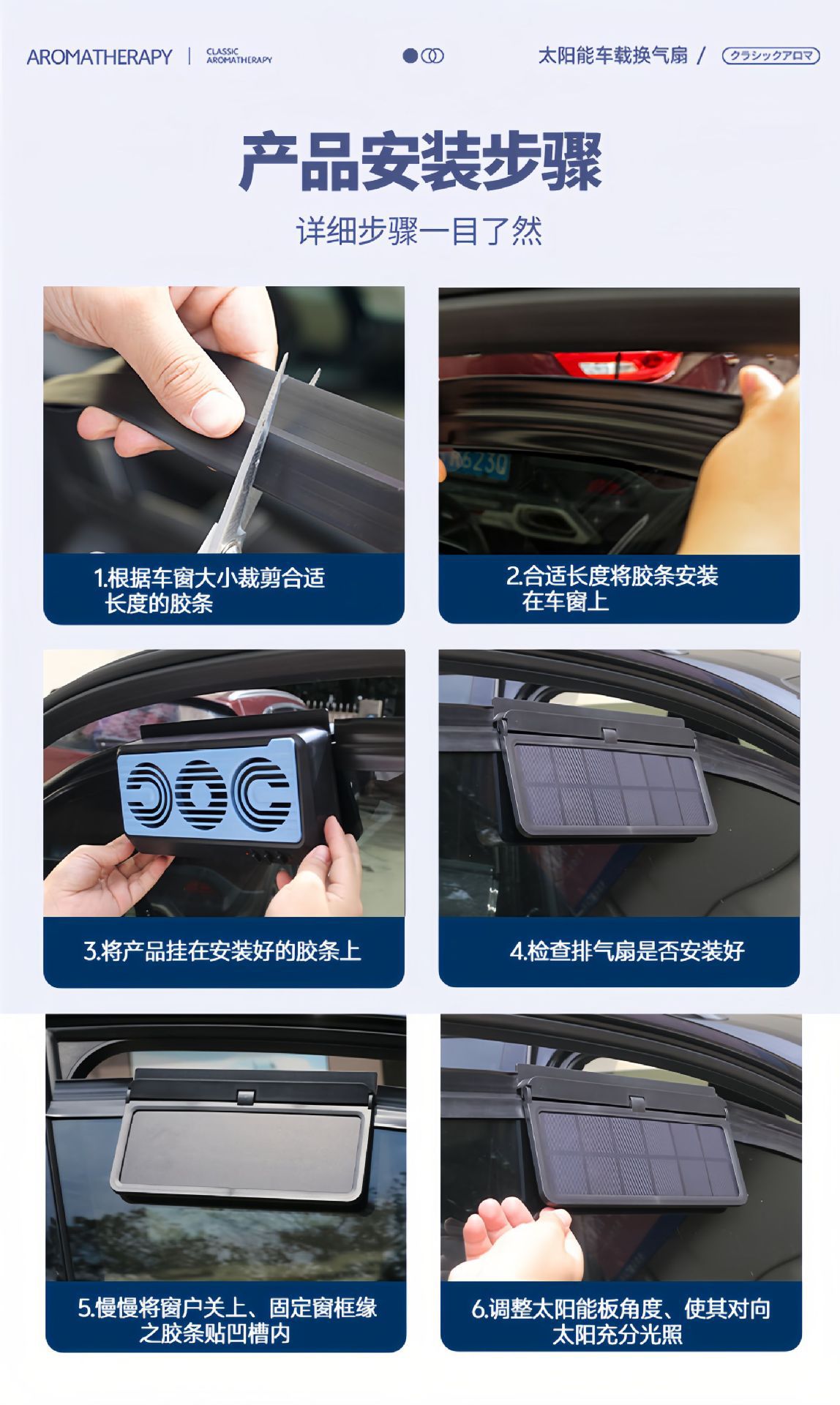 New Energy Solar Car Exhaust Fan, Air Circulation Exhaust Fan for Summer Exposure That Prevents Stuffiness, Car Exhaust Fan