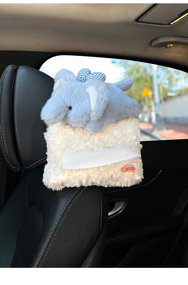 Car Tissue Box for a Safe Journey, Cute Apple-Shaped Plush Car Seat Back Hanging Tissue Box, Car Interior Decoration Items