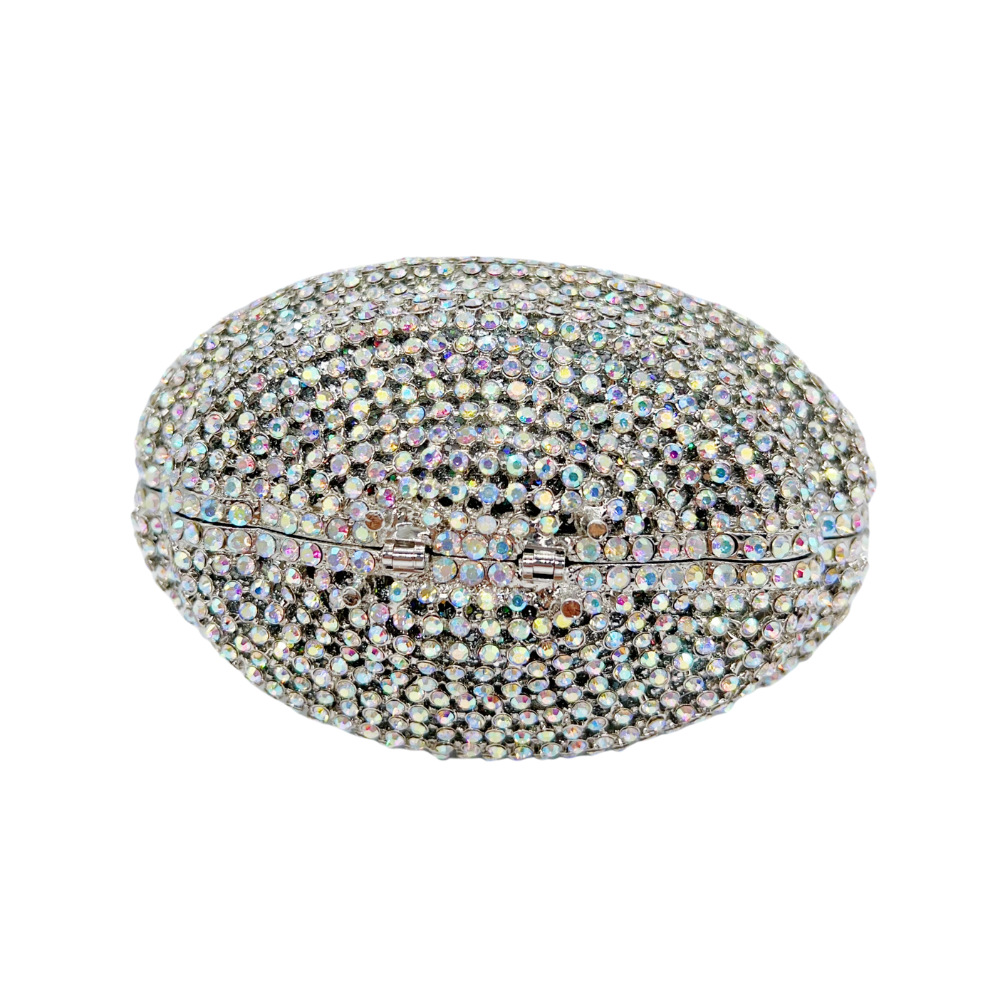 Túi clutch nữ cầm tay hình cầu giọt nước đính kim cương dạ tiệc — Bạc AB chi tiết 4