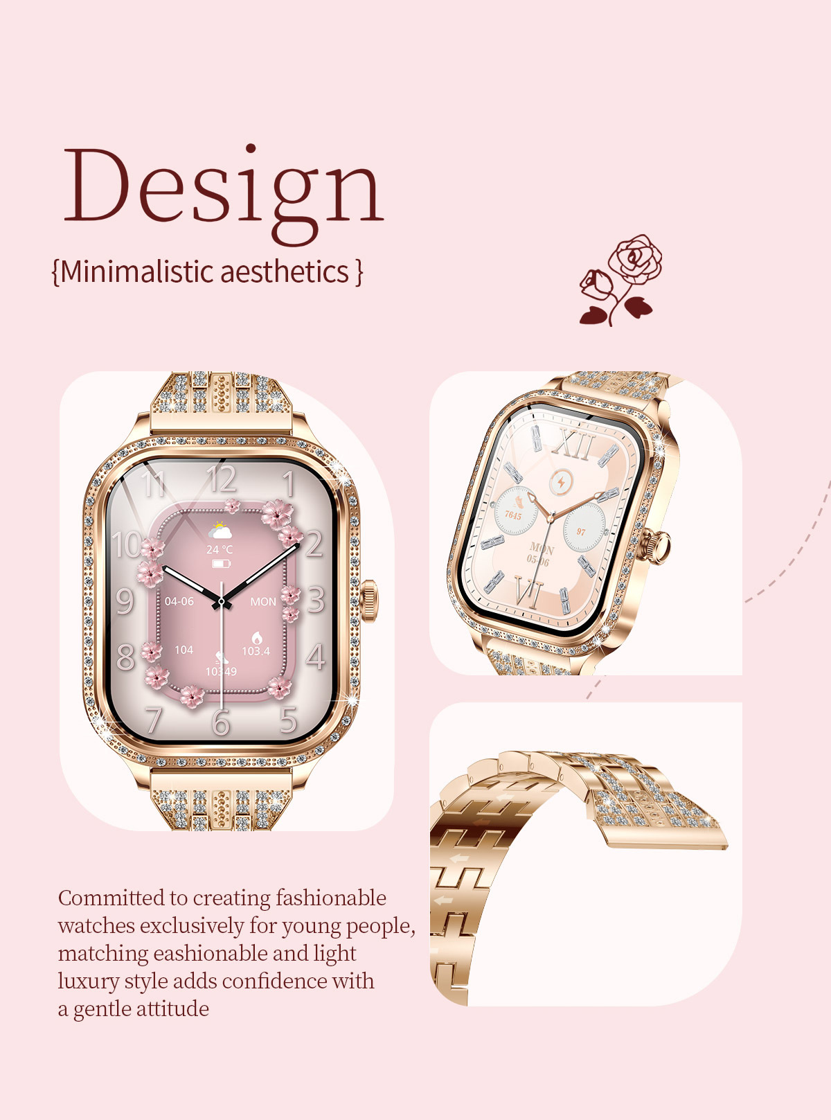 Smartwatch For Women Heart Rate And Blood Pressure Fitness Tracker_voghion.com