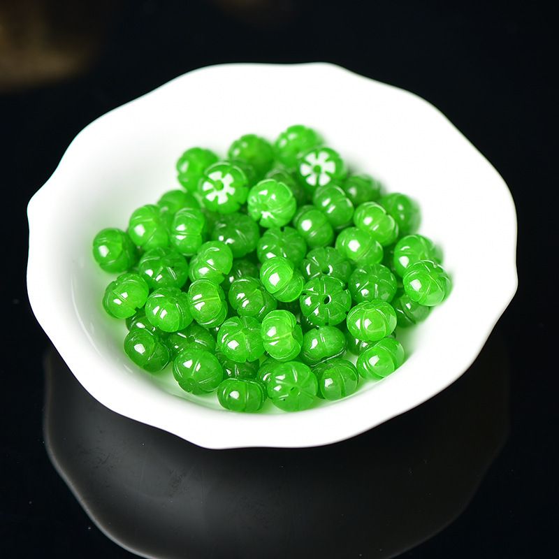 甘青翡翠玉扁南瓜珠散珠玛瑙玉髓隔珠半成品批发diy手链饰品配件|undefined