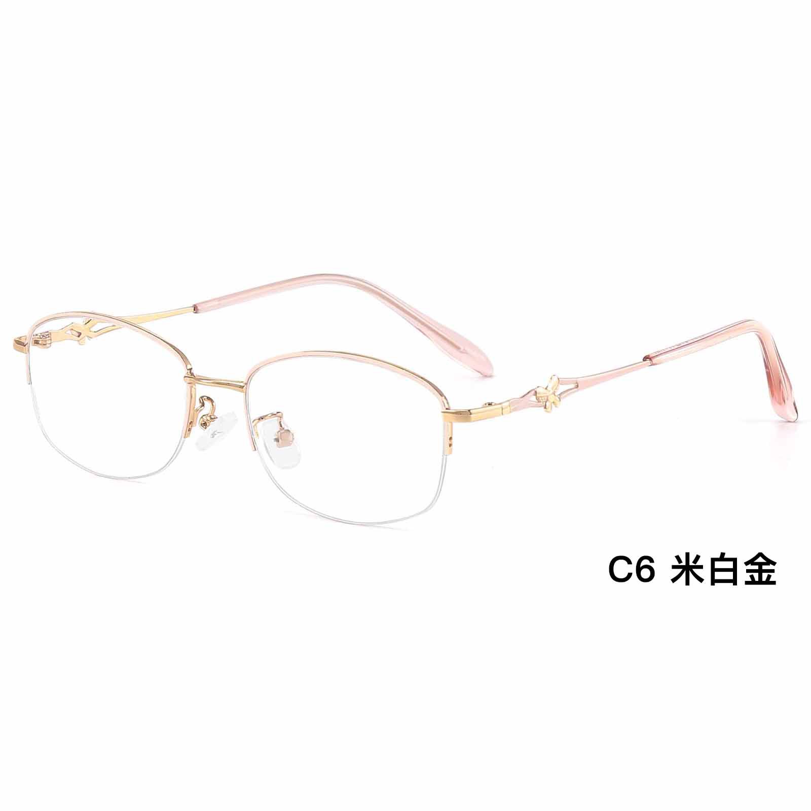 Ultra-luz elegante dama de dos colores de las mujeres de medio marco gafas de marco para la miopía gafas de presbicia Danyang gafas al por mayor