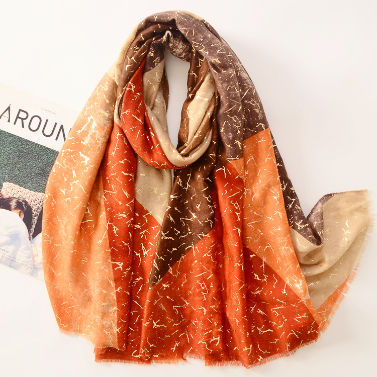 Comercio exterior nuevo diamante geométrico bronceado suave satén bufanda de algodón viaje protección solar cálido chal de algodón y lino sensación bufanda