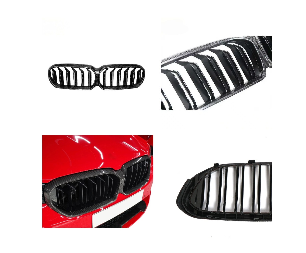 Suitable for BMW new 5 Series modified front grille G30G38M5F90, modified dual-line carbon fiber forged grille