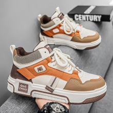 跨境时尚高中帮男鞋子舒适个性休闲男板鞋韩版厚底防滑运动男潮鞋