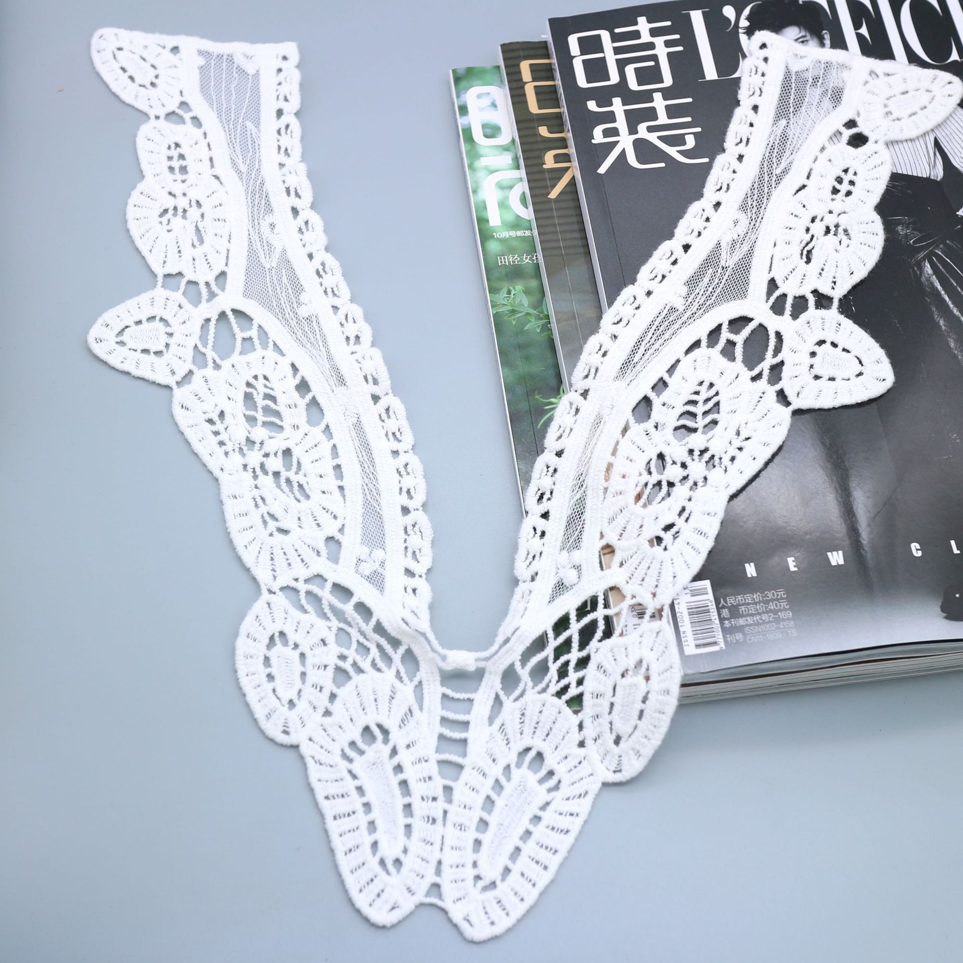 水溶蕾丝衣领 棉线网纱刺绣胸花 镂空绣花领花 开胸 网绣假领子