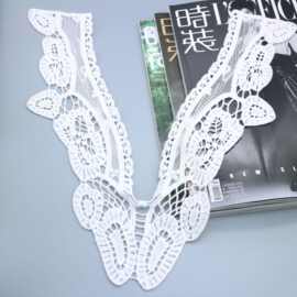 水溶蕾丝衣领 棉线网纱刺绣胸花 镂空绣花领花 开胸 网绣假领子