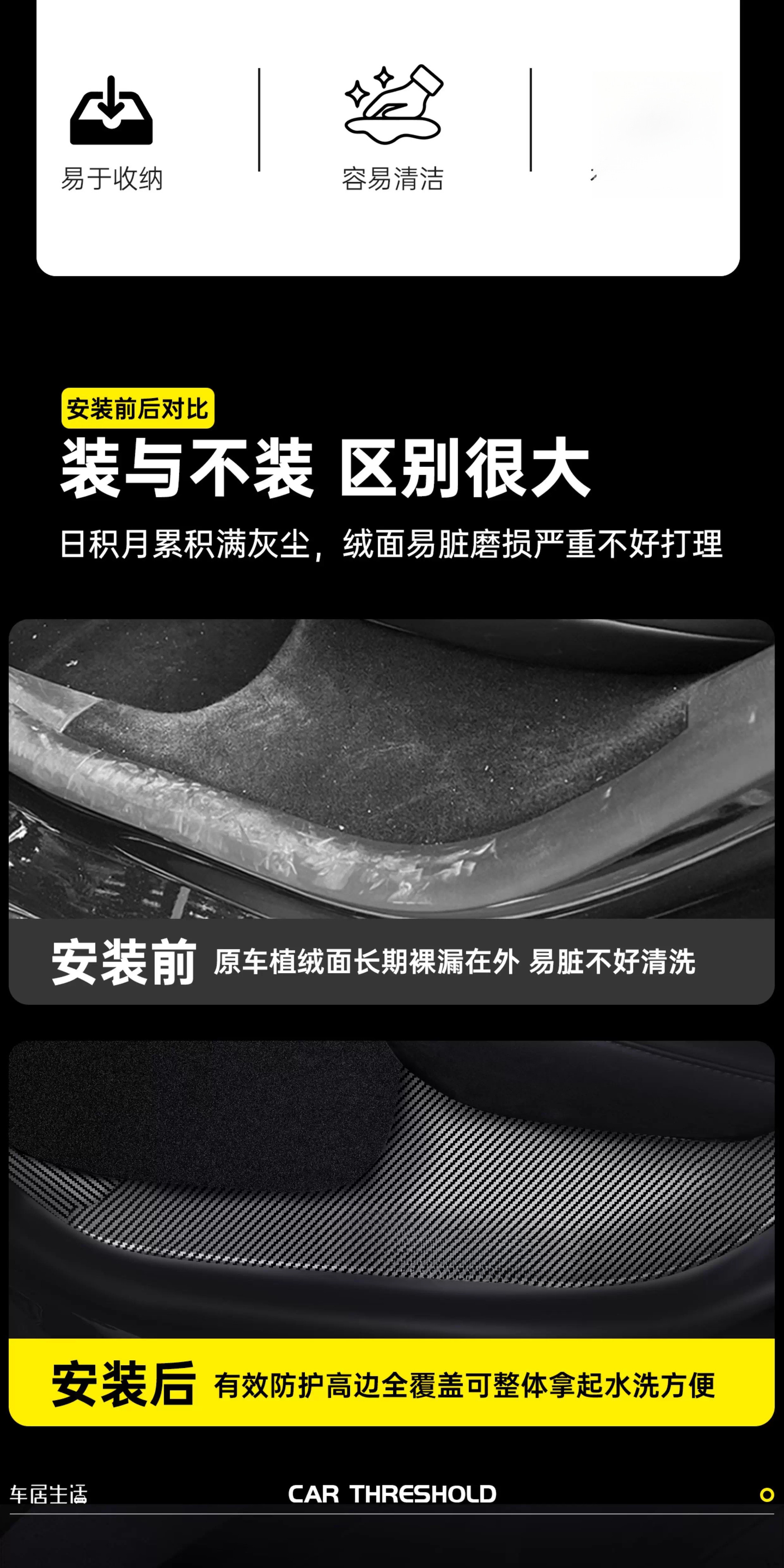 Suitable for Tesla Door Sill Protection Strips to Renew Model Y  Accessories Door Frame Interior Guard Front and Rear Anti-Kick Panels