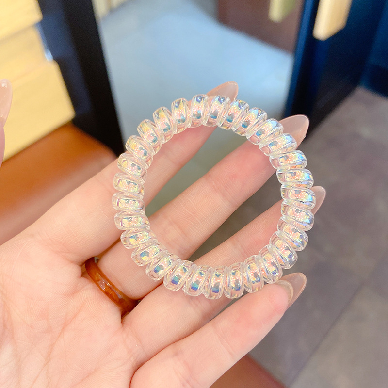 Nueva perla transparente cuerda del pelo de las mujeres simple elegante diadema línea telefónica banda de pelo de alta banda de goma elástica tocado