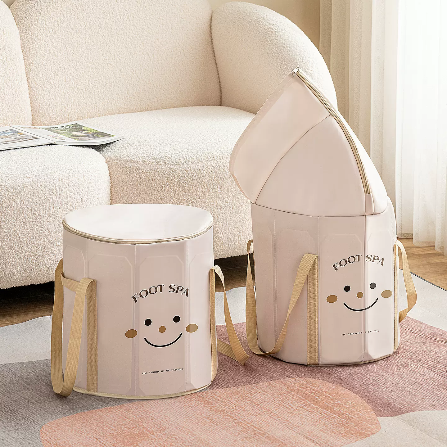 含支撑板家用便携式冬天洗脚盆保温泡脚桶过小腿折叠泡脚袋足浴桶