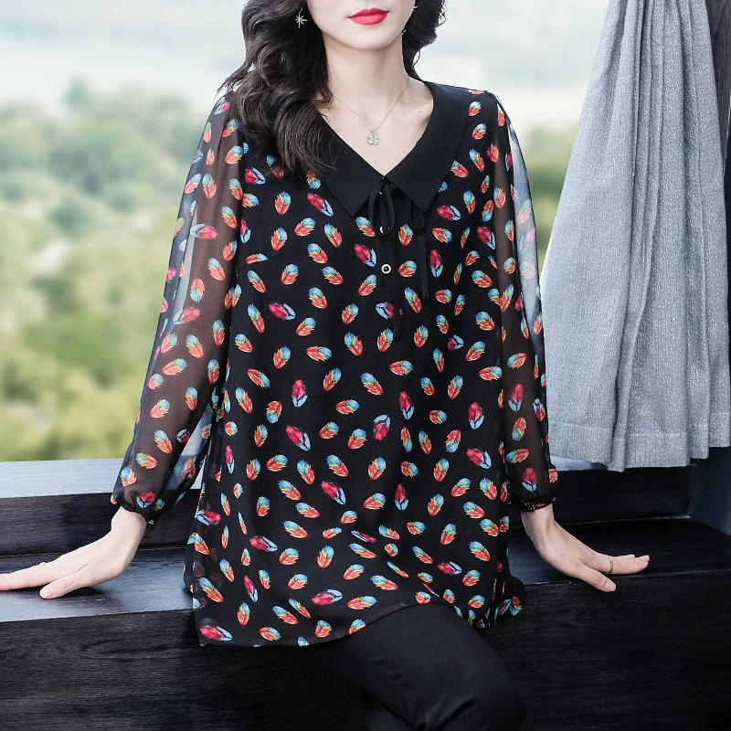 Плюс размер 240 Jins Летние шифоновые шлепанцы с открытыми рукавами Блузка блузка толстая одежда для пожилых женщин