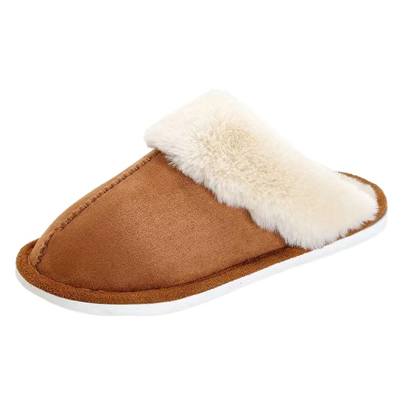 Invierno nuevo cómodo hogar zapatos pareja felpa escote interior bolsa caliente antideslizante soporte invierno zapatos de algodón entrega de una sola pieza