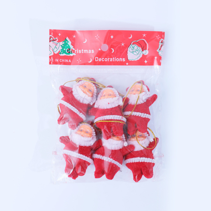 新しいミニサンタクロースストラップ祝日パーティークリスマスツリー装飾ペンダントカラー金粉クリスマス人形|undefined