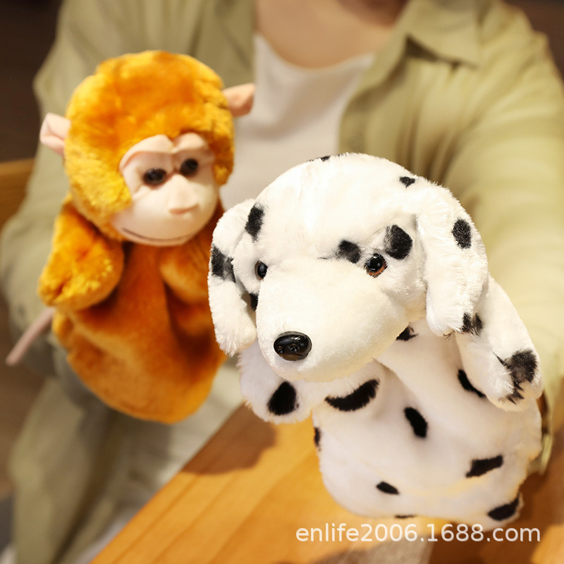 Conjunto de juguete de marioneta transfronteriza mano guantes de animales muñeca de conejo muñeca calmante muñeca de juguete muñeca mordedura marioneta