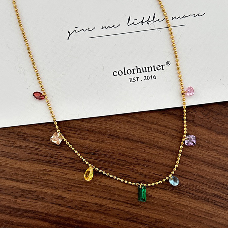 Holiday, Daily Occasion Copper Material Simple Style Water Droplets Heart Shape Copper Artificial Crystal Pendant Necklace In Bulk