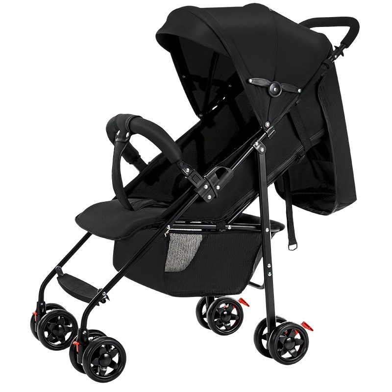 Venta al por mayor cochecito de bebé ligero plegable sentado y acostado Niños Bebé niños cochecito de cuatro ruedas con un solo clic colección y entrega de coches