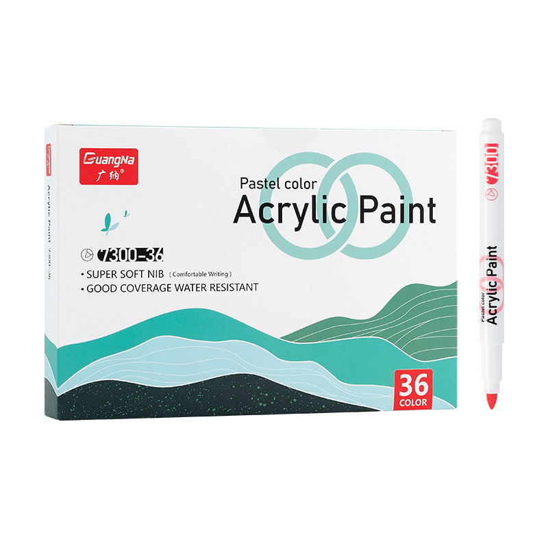 Guangna 7300 nylon cabeza redonda color regular marcador acrílico a base de agua traje 12 color 24 color 36 color transfronterizo exclusivo