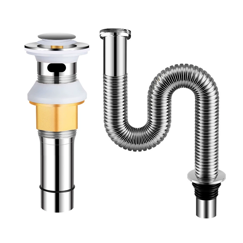 304 stainless steel bathroom basin bounce drain pipe accessories basin wash table universal water pipe hand basin