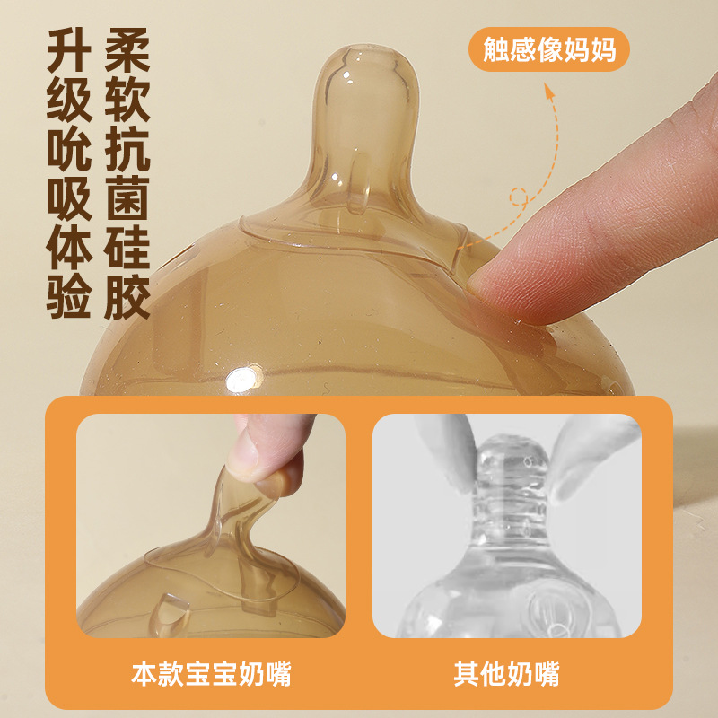 Fábrica directa adaptada para el mismo tipo de tetina accesorios de botella de destete de bebé de amplio calibre de tetina de silicona simulada