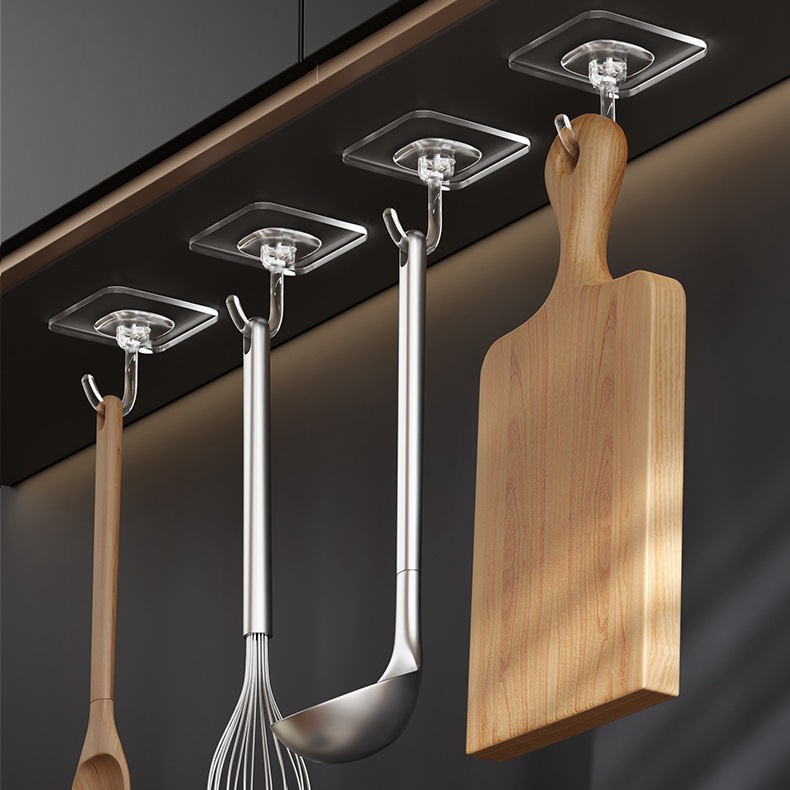 Gancho Adhesivo de pared adhesivo fuerte Pared de soporte de carga transparente gancho sin costura gancho libre gancho pegajoso engrosado