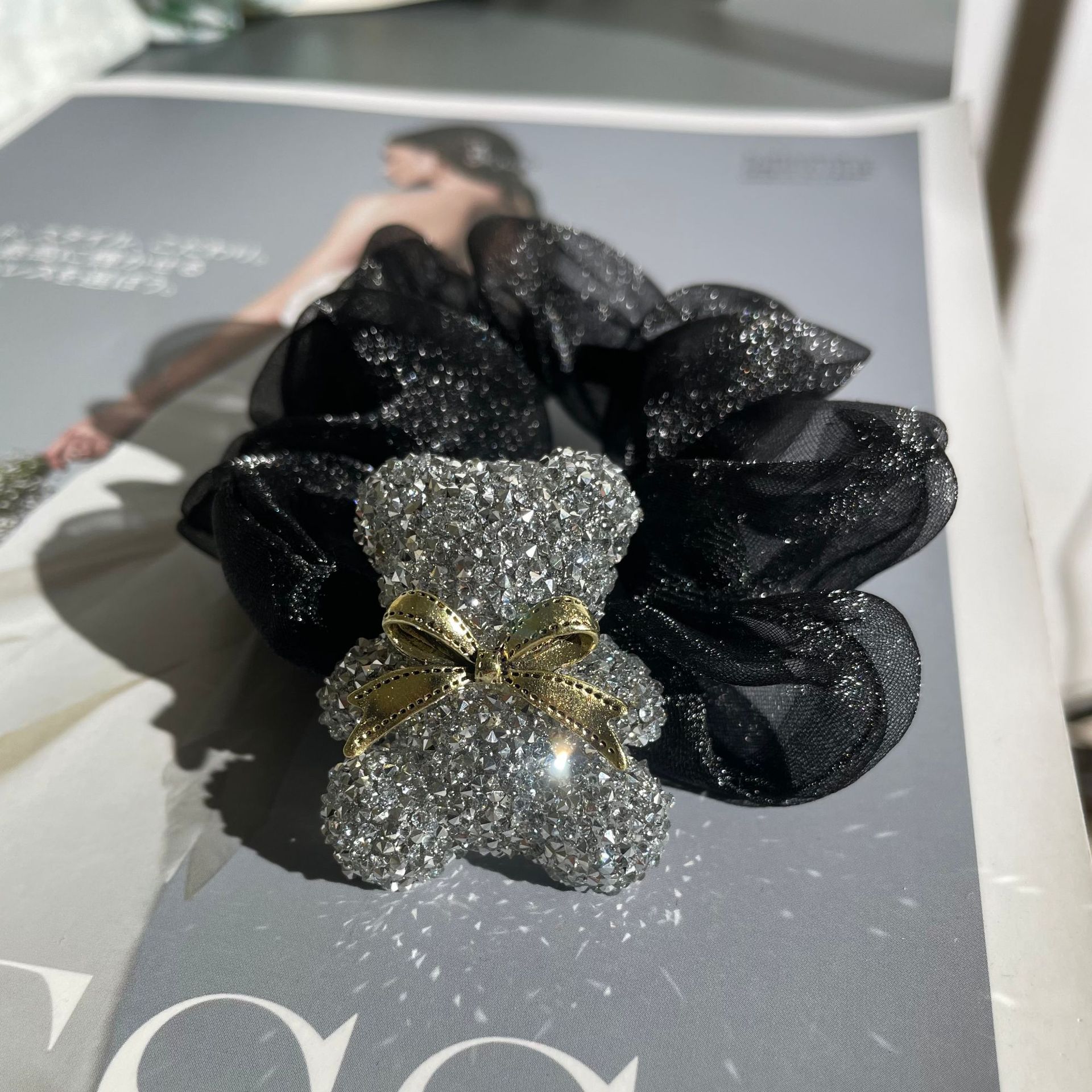 금속 나비 넥타이 실버 회색 곰